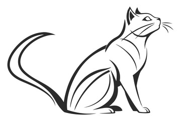 Minimalist black cat silhouette vector design with subtle color accents