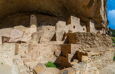 The UNESCO world heritage site The Cliff Palace cliff dwelling in the National Park Mesa Verde in Colorado state of United States.