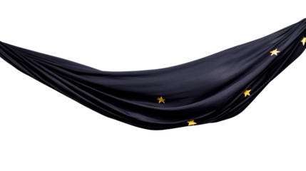Navy fabric with stars hanging down, decoration, cut out transparent