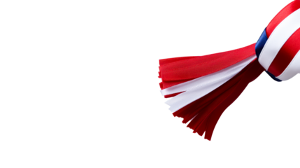 Patriotic theme ribbon arrangement, red, white, and blue, cut out transparent