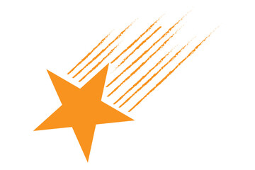 Abstract Falling Star Vector, Shooting Star with Elegant Star Trail on White Background.