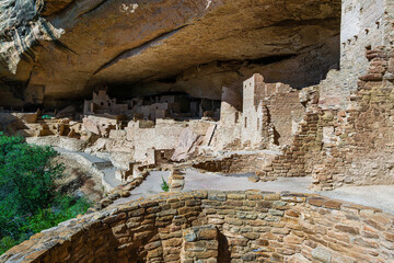The UNESCO world heritage site The Cliff Palace cliff dwelling in the National Park Mesa Verde in Colorado state of United States.