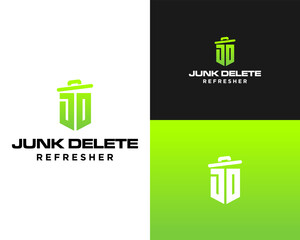 Logo design about JD monogram shield letters of junk management company.

