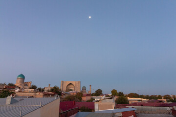Samarkand , Uzbekistan 20 October, 2024:over the roofs of Samarkand showing  Bibi Khanym Mosque and mausoleum