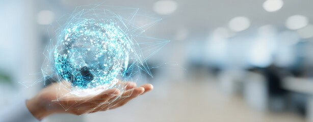 The Innovative Hand Holding a Digital Globe Representing Global Connectivity