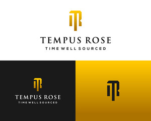 Logo design about bold and luxurious TR monogram letters.