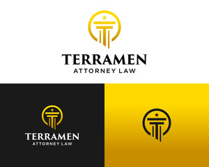 Logo design about letter T monogram pillar attorney and law.