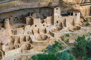 The UNESCO world heritage site The Cliff Palace cliff dwelling in the National Park Mesa Verde in Colorado state of United States.