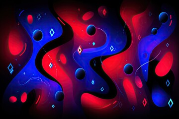 Abstract swirling shapes in vibrant red and blue