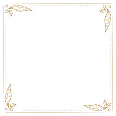 Minimal botanical frame. Leaf corners and dotted outline for journal pages and cards.