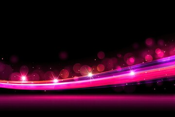 Abstract glowing pink and magenta lines on a black background with bokeh effects