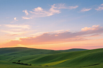 Fototapeta premium Natural Beauty of Fields and Sunset Sky