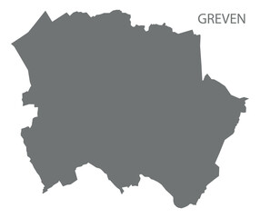Greven city map with boroughs grey illustration silhouette shape