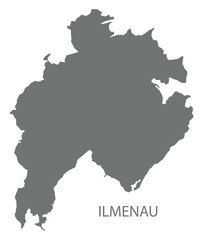 Ilmenau city map with boroughs grey illustration silhouette shape