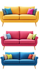 Three colorful sofas in a vertical arrangement (1)