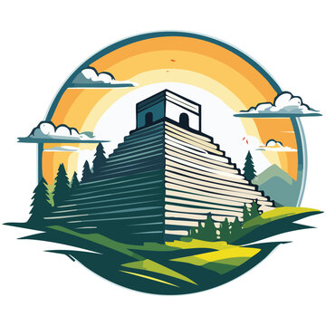 generar un logotipo a una sola tinta del mictlan, El inframundo azteca, geometrico, sencillo