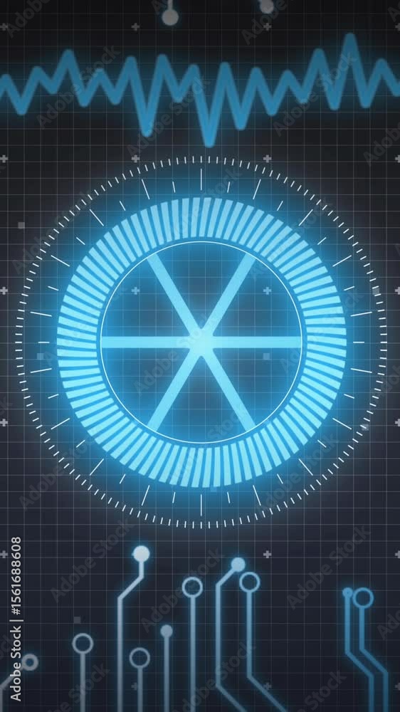 Poster animation of scope scanning and data processing over computer circuit board