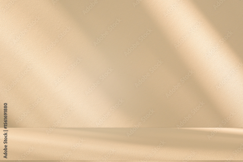 Leinwandbilder wall interior background, studio and backdrops show products. with leaf shadow from window color bei