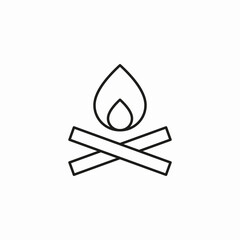 bonfire flame wood icon sign vector