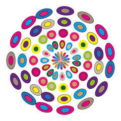 Colorful spiral pattern. Abstract radial design. Vibrant concentric circles. Vector illustration.