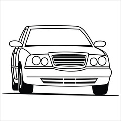 Modern black and white front view car icon for design projects