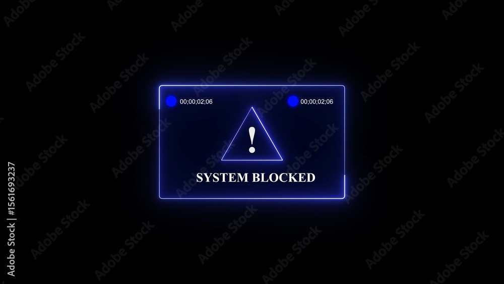 Poster system blocked error displayed on screen with neon blue glow illustrating technical issues and syste