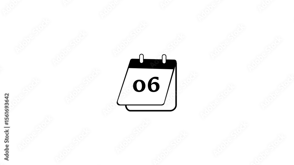 Poster simple and clean calendar icon showing the number six suitable for business scheduling and daily rem