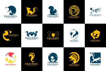 Set of Squirrel logo design vector template. Squirrel logo animal