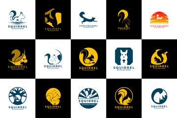 Set of squirrel logo design vector template. Squirrel logo collections