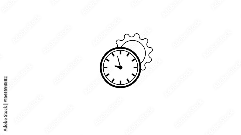 Aufkleber clock and gear icon illustrating time management efficiency and productivity concept for business pr