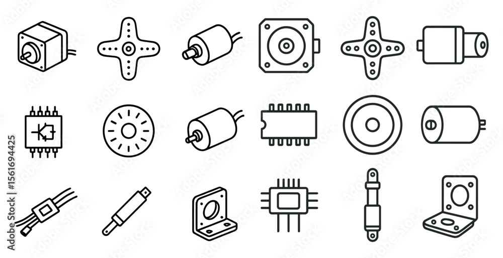 Poster collection of mechanical parts and components. the image is a collection of various mechanical parts