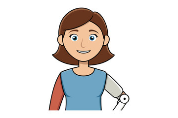 Empowered Woman: Portrait of a confident woman with a prosthetic arm, symbolizing resilience, strength, and embracing differences. 