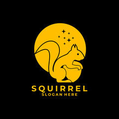 Squirrel and Nut gold color logo design vector template