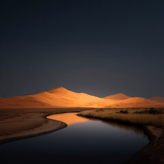 Ambient music album cover, simple minimalist desert landscape