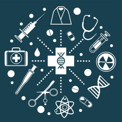 Medical icons circle healthcare science technology illustration