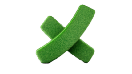 Green Textured Cross, Isolated Symbol, X Mark, Design Shape, cut out transparent