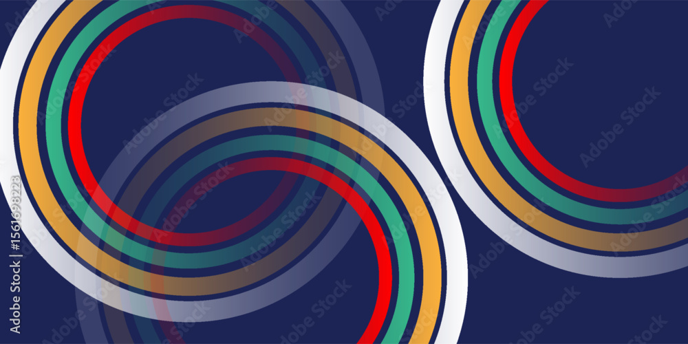 Canvas Prints abstract colorful overlapping circles on dark blue background, vector illustration.