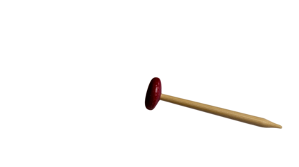 Mallet made of wood with a red rubber head, cut out transparent