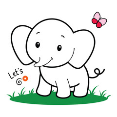 Fototapeta premium Charming outline of a happy baby with colorful accents