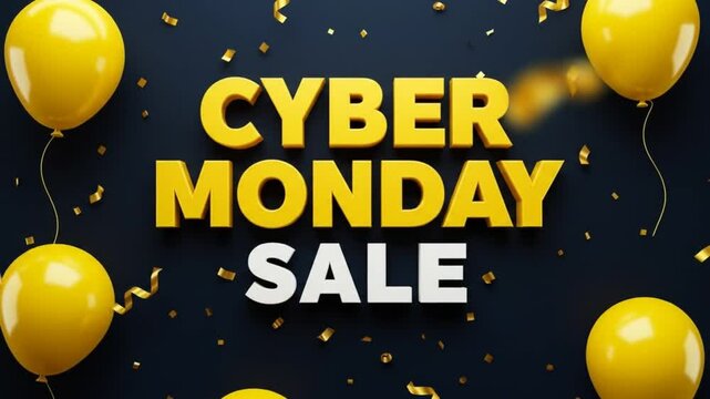 Cyber monday sale promotion background with balloons and confetti