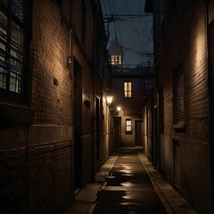 narrow street at night