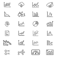 Fototapeta premium Collection of various data visualization icons including graphs charts and diagrams displayed in a grid layout