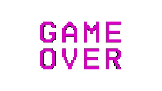 texte GAME OVER rose en pixel, animation rendu 3D - overlay avec cannal alpha s&eacute;par&eacute;