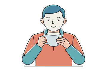 Man and Morning Cup: A serene depiction of a man enjoying his morning ritual, holding a warm mug of tea or coffee.
