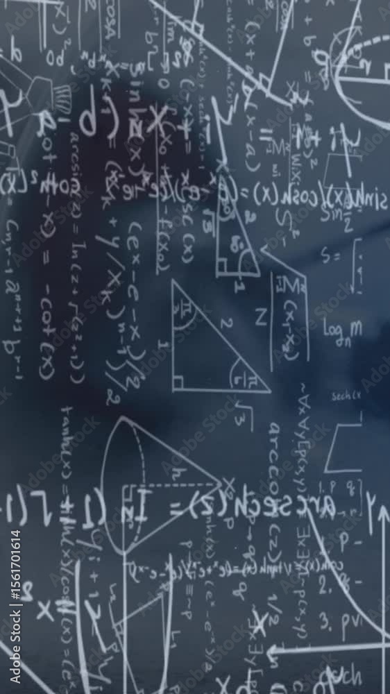 Poster animation of mathematics formulas on black background