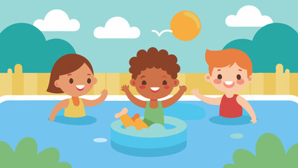 children in the pool