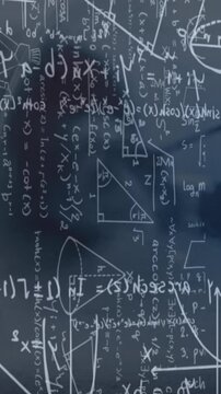 Animation of mathematics formulas on black background