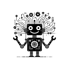 Obraz premium simple silhouette of Wires, gears, and smiles