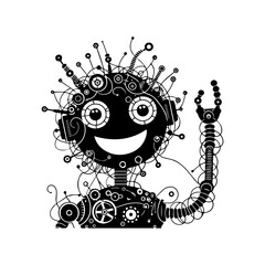 simple silhouette of Wires, gears, and smiles