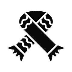 A customizable icon of winter scarf in glyph style